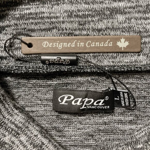 PAPA Heathered charcoal light grey cowl turtleneck top NWT MEDIUM LARGE sweater - Picture 2 of 14